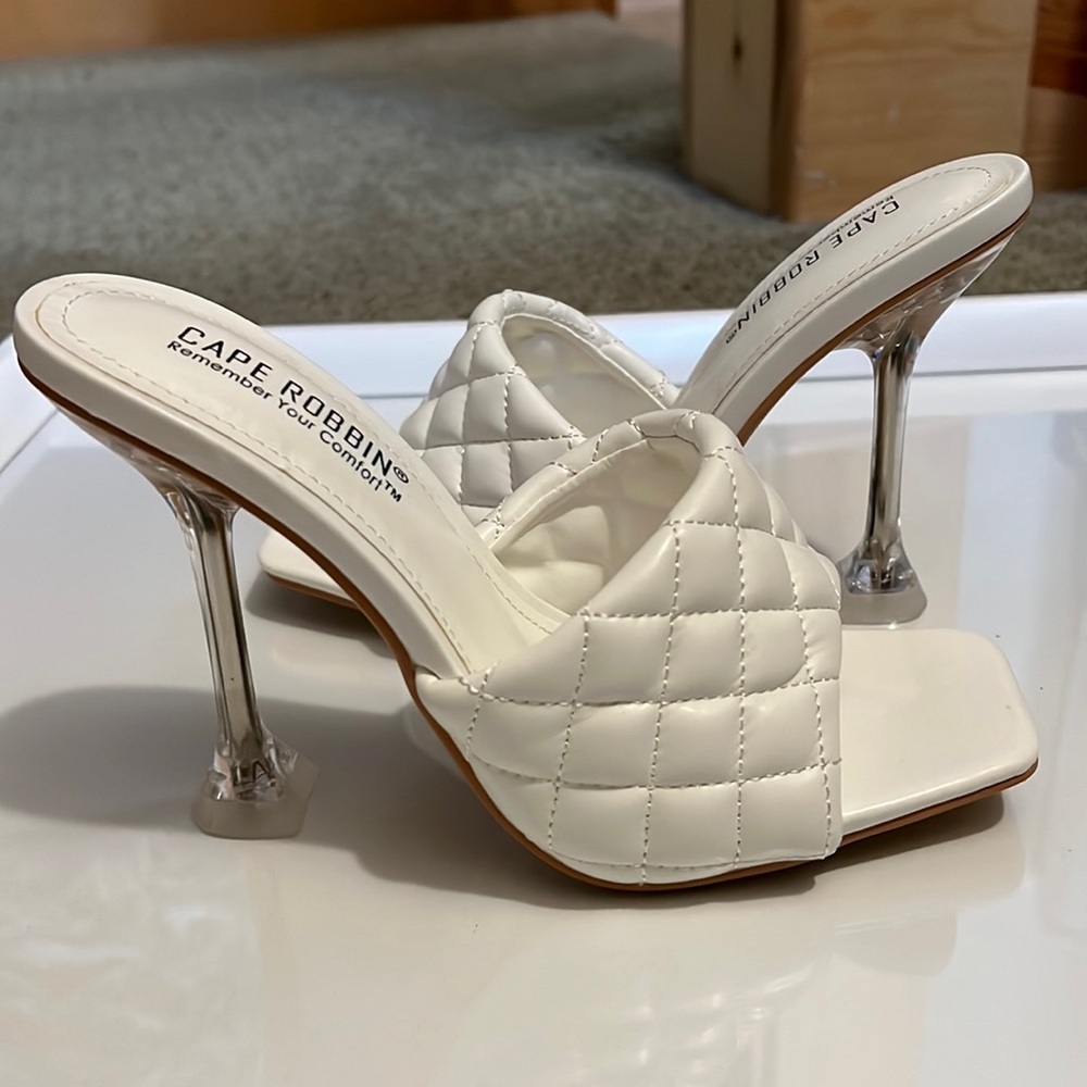 White and clear heels